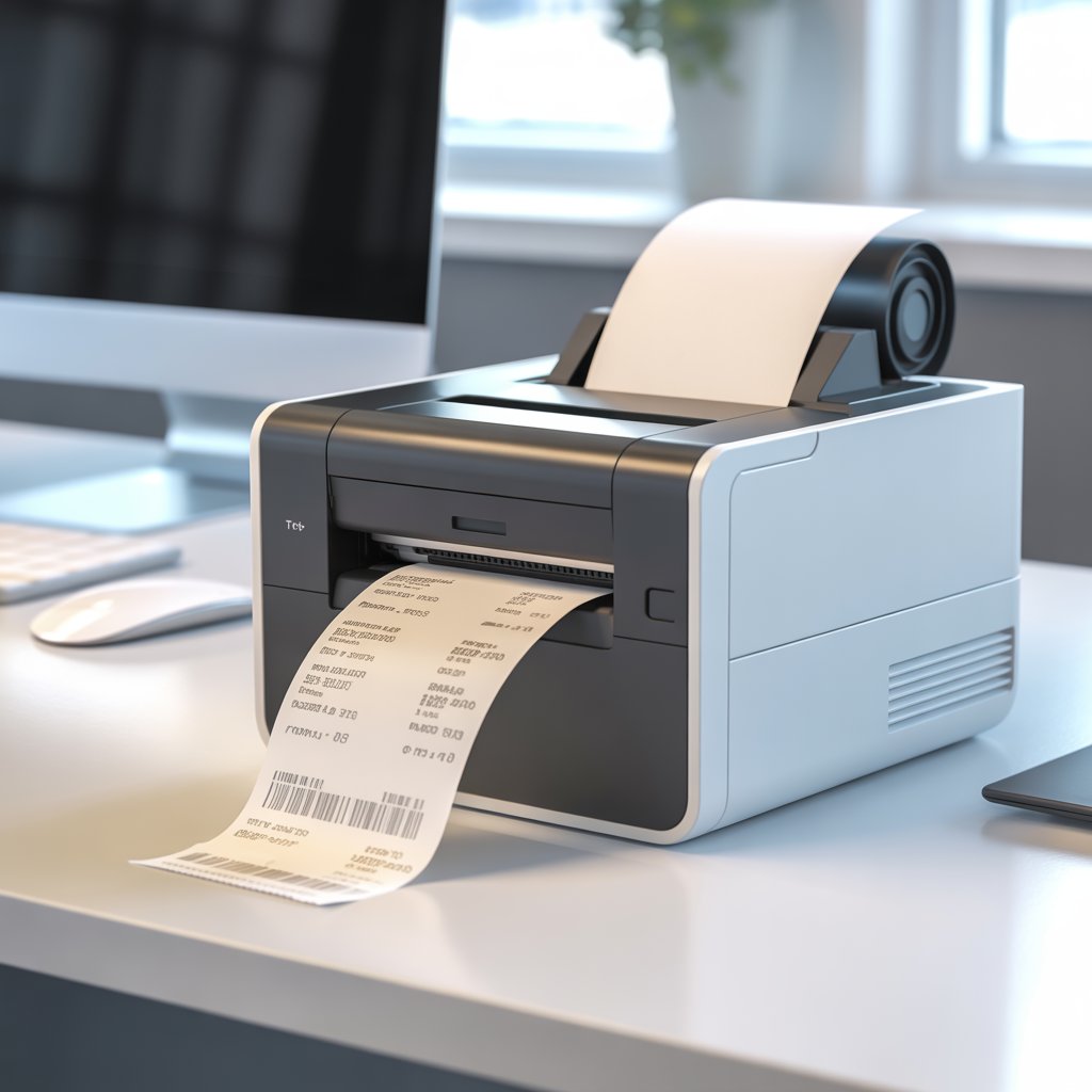 Thermal printer printing a receipt with heat-sensitive paper on retail counter – Mega.pk