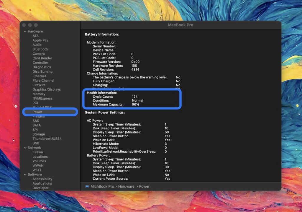how to check battery cycles on macbook