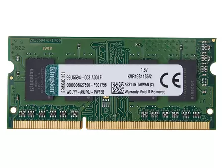 "Kingston KVR16S11S6/2 2GB DDR3 RAM1600MHz SODIMM Price in Pakistan, Specifications, Features"